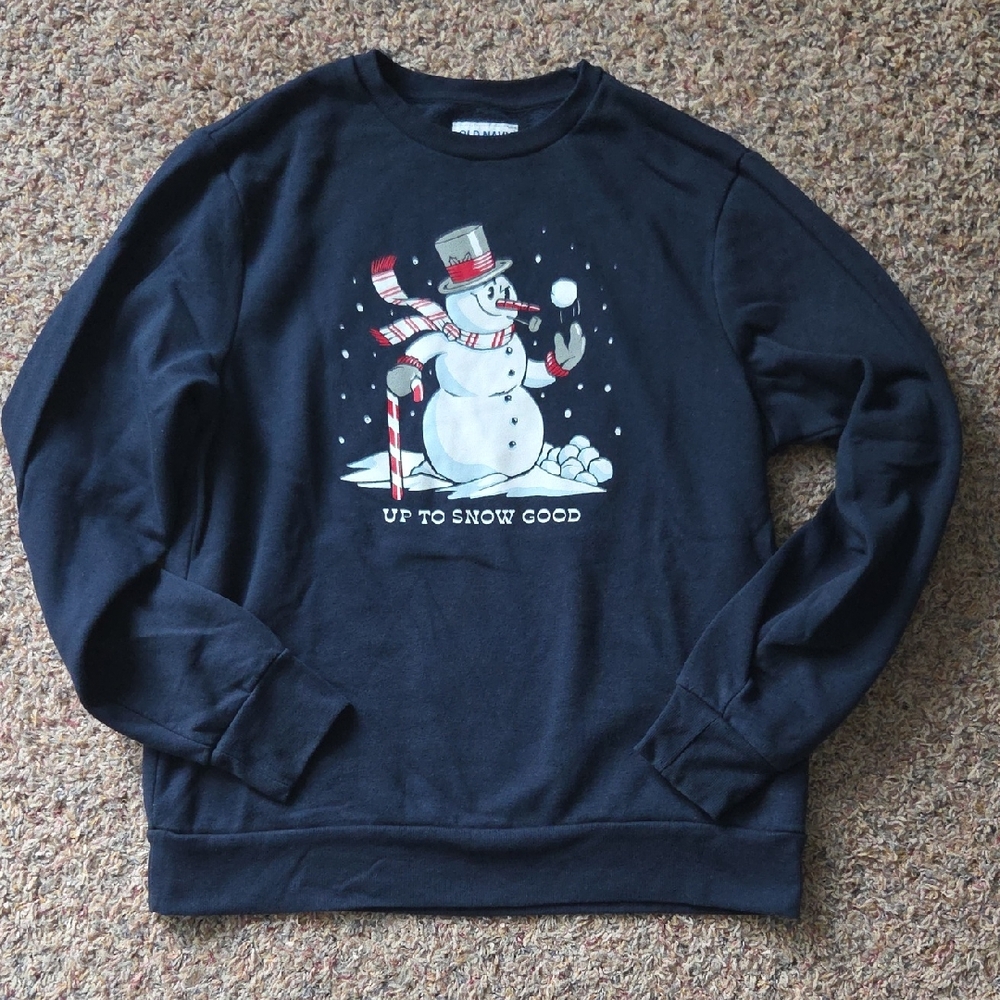 Old Navy Men's Navy Snowman Crewneck Sweater
